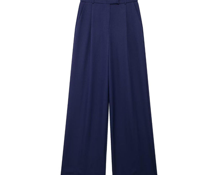 Pantalones para Mujer Cintura Alta Casual Pantalón Pierna Ancha Color Azul Talla M